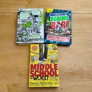 James Patterson Kids Book Lot Middle School Series & Unbelievably Boring Bart